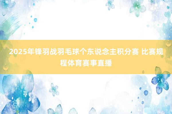 2025年锋羽战羽毛球个东说念主积分赛 比赛规程体育赛事直播