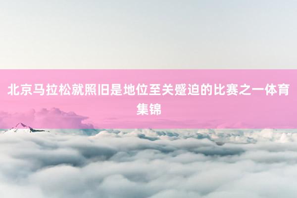 北京马拉松就照旧是地位至关蹙迫的比赛之一体育集锦