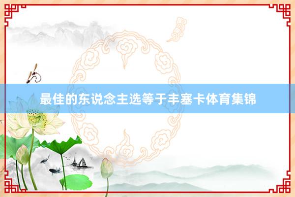 最佳的东说念主选等于丰塞卡体育集锦