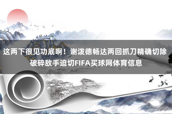 这两下很见功底啊！谢泼德畅达两回抓刀精确切除 破碎敌手迫切FIFA买球网体育信息