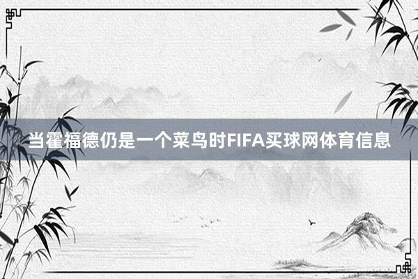 当霍福德仍是一个菜鸟时FIFA买球网体育信息